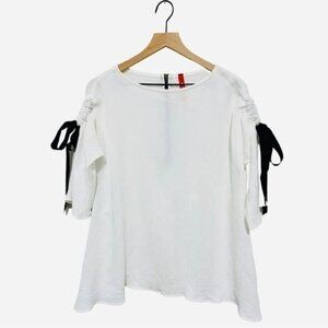 IC by Connie White Casual Top Bell Sleeves Size M